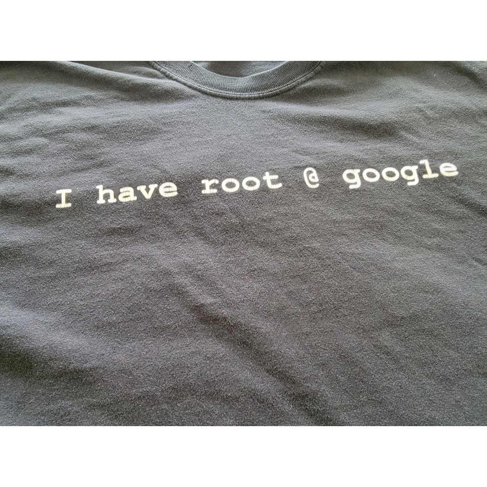 Google Y2K "I have root @ google" Employee Tech Tee Shirt Silicon Valley Sz L